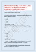 CA Branch 2 Field Rep Study Guide &lpar;Latest&NewLine;2026&sol;2027 Update&rpar; 110&plus; Questions &&NewLine;Answers &vert; Grade A &vert; 100&percnt; Correct