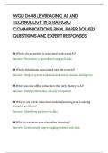 WGU D648 LEVERAGING AI AND&NewLine;TECHNOLOGY IN STRATEGIC&NewLine;COMMUNICATIONS FINAL PAPER SOLVED&NewLine;QUESTIONS AND EXPERT RESPONSES&NewLine;