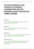 WGU D648 LEVERAGING AI AND&NewLine;TECHNOLOGY IN STRATEGIC&NewLine;COMMUNICATIONS OBJECTIVE&NewLine;ASSESSMENT UPDATED QUESTIONS AND&NewLine;CORRECT ANSWERS