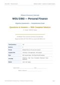 WGU D363 PERSONAL FINANCE ACTUAL EXAM 2026&sol;2027 &vert; Questions & Answers with Complete Solutions &vert; OA & PA Prep &vert; Pass Guaranteed - A&plus; Graded&NewLine;&NewLine;