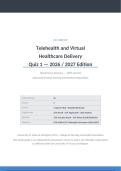 NURS 5337 QUIZ 1 TELEHEALTH ACTUAL EXAM 2026&sol;2027 &vert; Questions & Answers &vert; 100&percnt; Correct &vert; UT Arlington &vert; Pass Guaranteed - A&plus; Graded&NewLine;&NewLine;