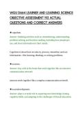 WGU D664 LEARNER AND LEARNING SCIENCE&NewLine;OBJECTIVE ASSESSMENT 192 ACTUAL&NewLine;QUESTIONS AND CORRECT ANSWERS