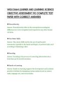 WGU D664 LEARNER AND LEARNING SCIENCE&NewLine;OBJECTIVE ASSESSMENT 192 COMPLETE TEST&NewLine;PAPER WITH CORRECT ANSWERS