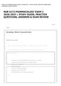 NGR 6172 PHARMACOLOGY EXAM 2 2026&sol;2027 &vert; STUDY GUIDE&comma; PRACTICE QUESTIONS&comma; ANSWERS & EXAM REVIEW