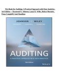 Test Bank for Auditing&colon; A Practical Approach with Data Analytics&comma; 3rd Edition by Raymond N&period; Johnson&comma; Laura D&period; Wiley&comma; Robyn Moroney&comma; Fiona Campbell&comma; and Jane Hamilton &vert; Questions and Answers 2027&NewLine;