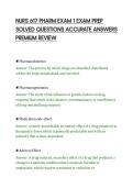 NURS 617 PHARM EXAM 1 EXAM PREP&NewLine;SOLVED QUESTIONS ACCURATE ANSWERS&NewLine;PREMIUM REVIEW