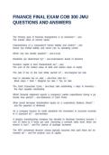 FINANCE FINAL EXAM COB 300 JMU QUESTIONS AND ANSWERS