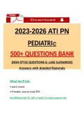 2023&ndash;2026 ATI PN Pediatric &ndash; 500&plus; Questions Bank&comma; Answers & Detailed Rationales &lpar;NGN-Style Case Scenarios&rpar;