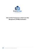 AHA Certified Professional in Health Care Risk Management &lpar;CPHRM&rpar; Examination