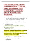 South Carolina General Contractor &NewLine;Business Management & Law Exam &NewLine;Practice Questions And Correct &NewLine;Answers &lpar;Verified Answers&rpar; Plus &NewLine;Rationale 2027 Q&A&vert; Instant &NewLine;Download Pdf