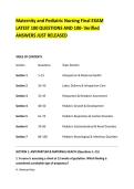 Maternity and Pediatric Nursing Final EXAM &NewLine;LATEST 100 QUESTIONS AND 100- Verified &NewLine;ANSWERS JUST RELEASED