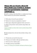NR222 NR 222 EXAM 2 HEALTH&NewLine;WELLNESS 2026 CLINICAL SCRIPT&NewLine;SOLVED QUESTIONS VERIFIED&NewLine;ANSWERS A&plus;