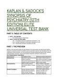 2026&sol;2027 S-Tier Kaplan & Sadock's Synopsis of Psychiatry 12th Ed&period; Elite Test Bank &vert; Clinical Scenarios & Rationales