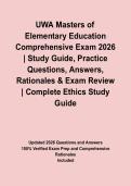 UWA Masters of Elementary Education Comprehensive Exam 2026 &vert; Study Guide&comma; Practice Questions&comma; Answers&comma; Rationales & Exam Review