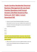 South Carolina Residential Electrical &NewLine;Business Management & Law Exam &NewLine;Practice Questions And Correct &NewLine;Answers &lpar;Verified Answers&rpar; Plus &NewLine;Rationale 2027 Q&A&vert; Instant &NewLine;Download Pdf&period; 