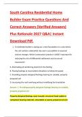 South Carolina Residential Home &NewLine;Builder Exam Practice Questions And &NewLine;Correct Answers &lpar;Verified Answers&rpar; &NewLine;Plus Rationale 2027 Q&A&vert; Instant &NewLine;Download Pdf&period;