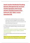 South Carolina Residential Plumbing &NewLine;Business Management & Law Exam &NewLine;Practice Questions And Correct &NewLine;Answers &lpar;Verified Answers&rpar; Plus &NewLine;Rationale 2027 Q&A&vert; Instant &NewLine;Download Pdf&period;