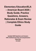 Elementary Education&sol;ELA &ndash; American Board 2026 &vert; Study Guide&comma; Practice Questions&comma; Answers&comma; Rationales & Exam Review