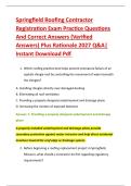 Springfield Roofing Contractor &NewLine;Registration Exam Practice Questions &NewLine;And Correct Answers &lpar;Verified &NewLine;Answers&rpar; Plus Rationale 2027 Q&A&vert; &NewLine;Instant Download Pdf&period; 