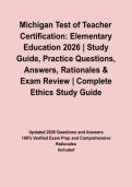 Michigan Test of Teacher Certification&colon; Elementary Education 2026 &vert; Study Guide&comma; Practice Questions&comma; Answers&comma; Rationales & Exam Review