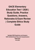 GACE Elementary Education Test 1 2026 &vert; Study Guide&comma; Practice Questions&comma; Answers&comma; Rationales & Exam Review