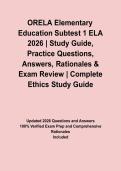 ORELA Elementary Education Subtest 1 ELA 2026 &vert; Study Guide&comma; Practice Questions&comma; Answers&comma; Rationales & Exam Review
