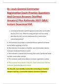 St&period; Louis General Contractor &NewLine;Registration Exam Practice Questions &NewLine;And Correct Answers &lpar;Verified &NewLine;Answers&rpar; Plus Rationale 2027 Q&A&vert; &NewLine;Instant Download Pdf&period; 