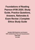 Foundations of Reading Pearson &num;190 2026 &vert; Study Guide&comma; Practice Questions&comma; Answers&comma; Rationales & Exam Review