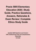 Praxis 5005 Elementary Education 2026 &vert; Study Guide&comma; Practice Questions&comma; Answers&comma; Rationales & Exam Review