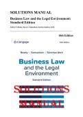 Solutions Manual &mdash; Business Law and the Legal Environment Standard Edition&comma; 10th Edition &lpar;Jeffrey Beatty&comma; Susan Samuelson&comma; Patricia Abril&comma; 2025&rpar; &vert; All Chapters 1-44 Covered&NewLine;