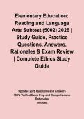 Elementary Education&colon; Reading and Language Arts Subtest &lpar;5002&rpar; 2026 &vert; Study Guide&comma; Practice Questions&comma; Answers&comma; Rationales & Exam Review