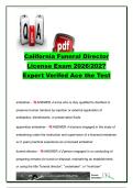 California Funeral Director License Exam 2026&sol;2027 &vert; 100&plus; Questions & Answers &vert; Funeral Law&comma; Embalming&comma; Licensing & Preneed Trusts