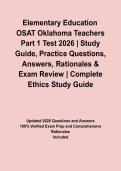 Elementary Education OSAT Oklahoma Teachers Part 1 Test 2026 &vert; Study Guide&comma; Practice Questions&comma; Answers&comma; Rationales & Exam Review