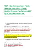 TDLR &ndash; Sign Electrician Exam Practice &NewLine;Questions And Correct Answers &NewLine;&lpar;Verified Answers&rpar; Plus Rationale 2027 &NewLine;Q&A&vert; Instant Download Pdf&period;