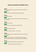 Biology I Exam Questions with CORRECT Answers