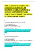 NRMCA Concrete Technologist Level 2 &NewLine;Certification Exam PRACTICE 250 &NewLine;QUESTIONS &vert;ORIGINAL QUESTIONS & &NewLine;ANSWERS &vert;DETAILED RATIONALES &NewLine;&vert;HINTED COMPLETE EXAM PREP GRADED &NewLine;A&plus;&ast;INSTANT DOWNLOAD PDF&period; 