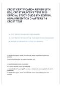 CRCST Certification Review &vert; HSPA Chapters 7&ndash;9 &vert; CRCST 9th Edition Test Bank & Practice Test &vert; Study Guide & Exam Prep 2026&sol;2027