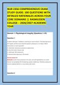 NUR 2356 COMPREHENSIVE EXAM &NewLine;STUDY GUIDE&colon; 100 QUESTIONS WITH &NewLine;DETAILED RATIONALES ACROSS FOUR &NewLine;CORE DOMAINS &vert;&vert; RASMUSSEN &NewLine;COLLEGE &ndash; 2026&sol;2027 ACADEMIC &NewLine;YEAR