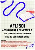 AFL1501 Assignment 1 &lpar;Forum&rpar; Semester 2 MEMO &vert; Due 15 September 2026
