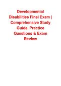 Developmental Disabilities Final Exam &ndash; Comprehensive Study Guide&comma; Practice Questions