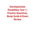 Developmental Disabilities Test 1 &ndash; Practice Questions&comma; Study Guide & Exam Review