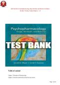 TEST BANK For Psychopharmacology&colon; Drugs&comma; the Brain&comma; and Behavior&comma; 3rd Edition By Meyer Nursing&comma;All Chapters 1 to 20 complete Verified editon ISBN&colon;9781605355559 &vert;Practice Questions with Answers