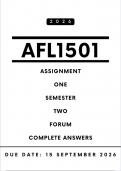 AFL1501 Assignment 1 Answers &lpar;FORUM&rpar; - Semester 2 &vert; Due Date 15 September 2026