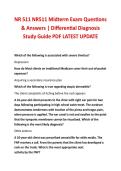 NR 511 NR511 Midterm Exam Questions & Answers &vert; Differential Diagnosis &NewLine;Study Guide PDF LATEST UPDATE 
