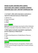 RHODE ISLAND UNIFORM MPJE &lpar;UMPJE&rpar; &ndash; PRACTICE QUESTIONS & CORRECT ANSWERS &vert; PHARMACY JURISPRUDENCE STUDY GUIDE