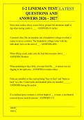 1-2 LINEMAN TEST &NewLine;QUESTIONS AND &NewLine;ANSWERS 2026 - 2027