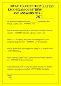 HVAC AIR CONDITION &NewLine;ESCO EXAM QUESTIONS &NewLine;AND ANSWERS 2026 - &NewLine;2027