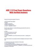 ARE 112 Final Exam Questions With Verified Answers