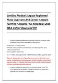 Certified Medical-Surgical Registered &NewLine;Nurse Questions And Correct Answers &NewLine;&lpar;Verified Answers&rpar; Plus Rationales 2026 &NewLine;Q&A Instant Download Pdf 