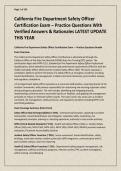 California Fire Department Safety Officer Certification Exam &ndash; Practice Questions With Verified Answers &